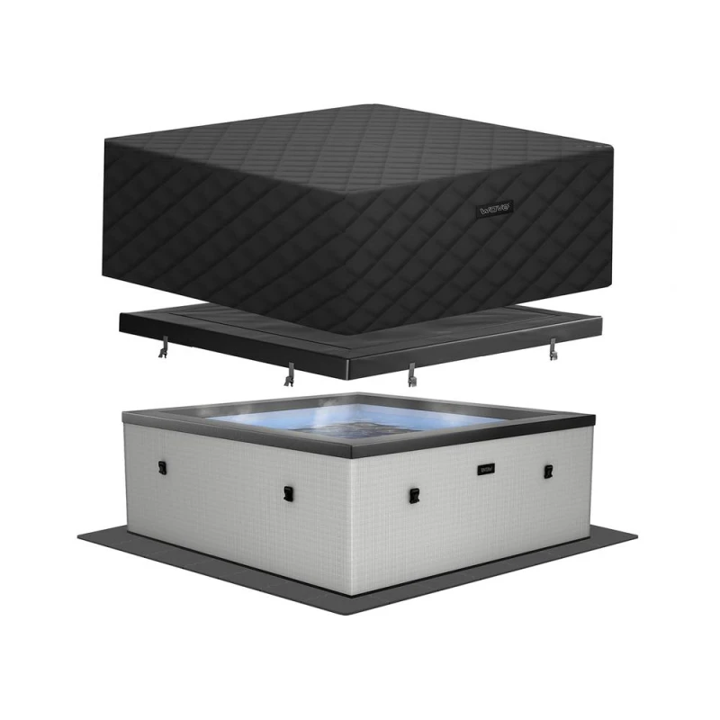 Image of Wave Spas Wave Garda Energy-Efficient Hot Tub Bundle 4 Person in Light Grey Light Grey Unisex 4 Person