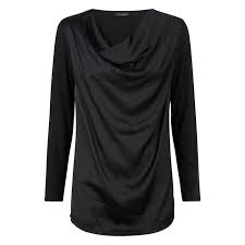 Image of James Lakeland Black cowl Neck Satin Top - 8