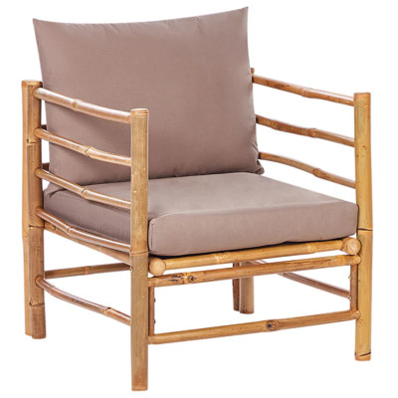 Image of Beliani Garden Armchair Cerreto Bamboo Wood Taupe