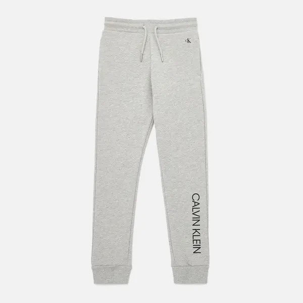 Image of Calvin Klein Boys' Logo-Detailed Cotton Jogger Bottoms - 10-11 Years Grey Trousers male IB0IB00954PZ2 10-11 Years