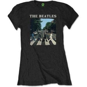 Image of The Beatles - Abbey Road & Logo Ladies XX-Large T-Shirt - Black