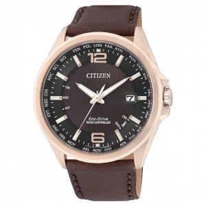 Image of Citizen Eco-Drive Mens Leather Strap Watch CB0018-19W - Brown