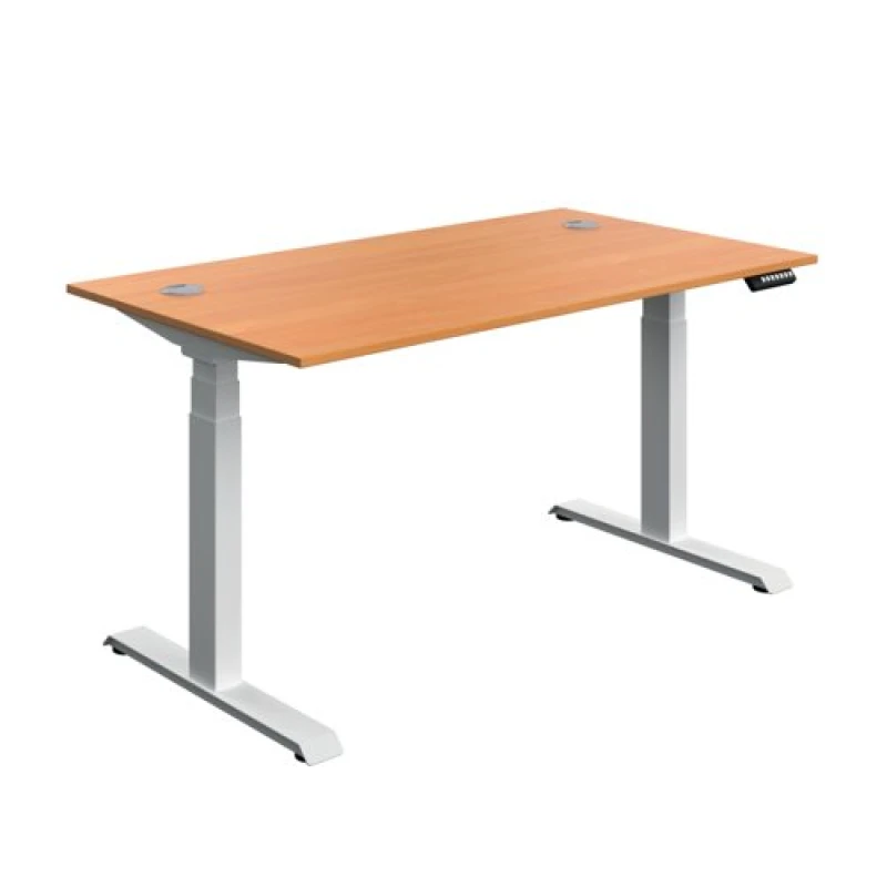 Image of Serrion Dual Motor Sit/Stand Desk 1400x800x630-1290mm Beech/White KF800337