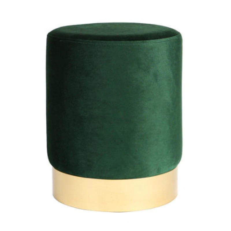 Image of Harbour Housewares Velvet Pouffe - Round Luxe Living Room Bedroom Dressing Table Accent Footstool - 29 X 36Cm - Green