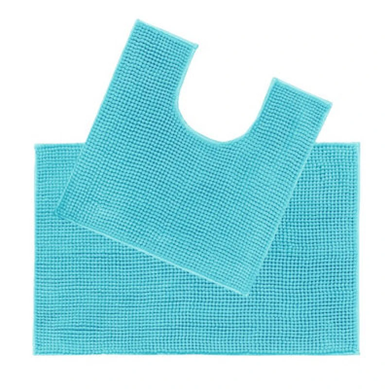 Image of Allure Bath Fashions Supersoft Chenille Bobble Two Piece Bath & Pedestal Mat Set - Turquoise