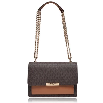 Image of Michael Kors Jade Signature Fold Over Shoulder Bag - Brown/Acorn