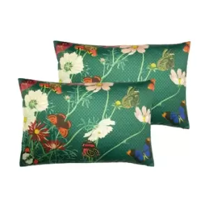 Image of Paoletti Wild Fauna Twin Pack Polyester Filled Cushions Emerald