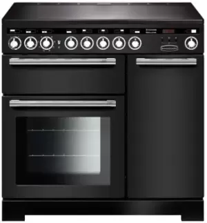 Image of Rangemaster EDL90EICB/C Encore Deluxe Charcoal Black with Chrome Trim 90cm Induction Range Cooker