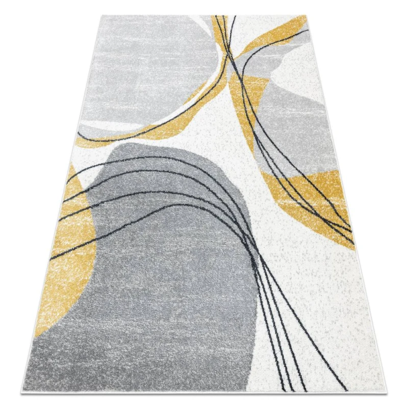 Image of RugsX Carpet Fusion 5868 White / Yellow - Lines, Modern, Abstract 140X190 Cm