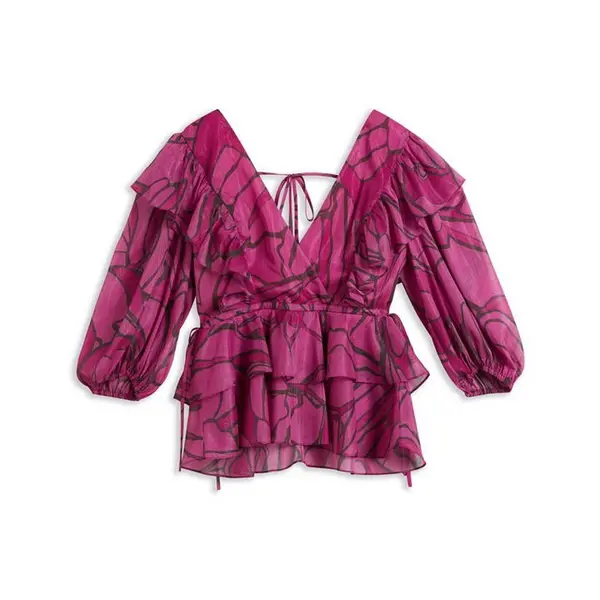Image of Ted Baker Jasmyna V Neck Top - Pink 8