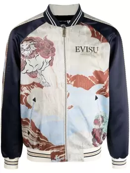 Image of EVISU Graphic-print bomber jacket Cream