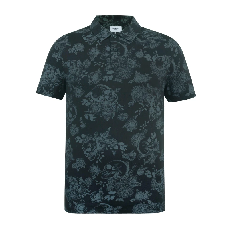 Image of Firetrap All-Over Print Polo Top Mens - Black S