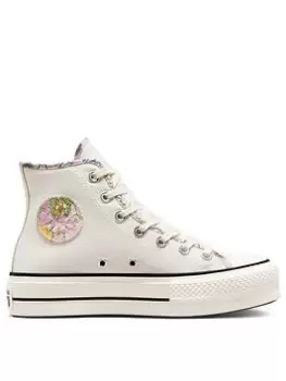 Image of Converse All Star Lift Canvas Hi-Tops - Off-White/Pink, Off White/Pink, Size 5, Women