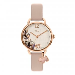 Image of Radley Sketchbook Floral Open Shoulder Pink Leather Floral Watch