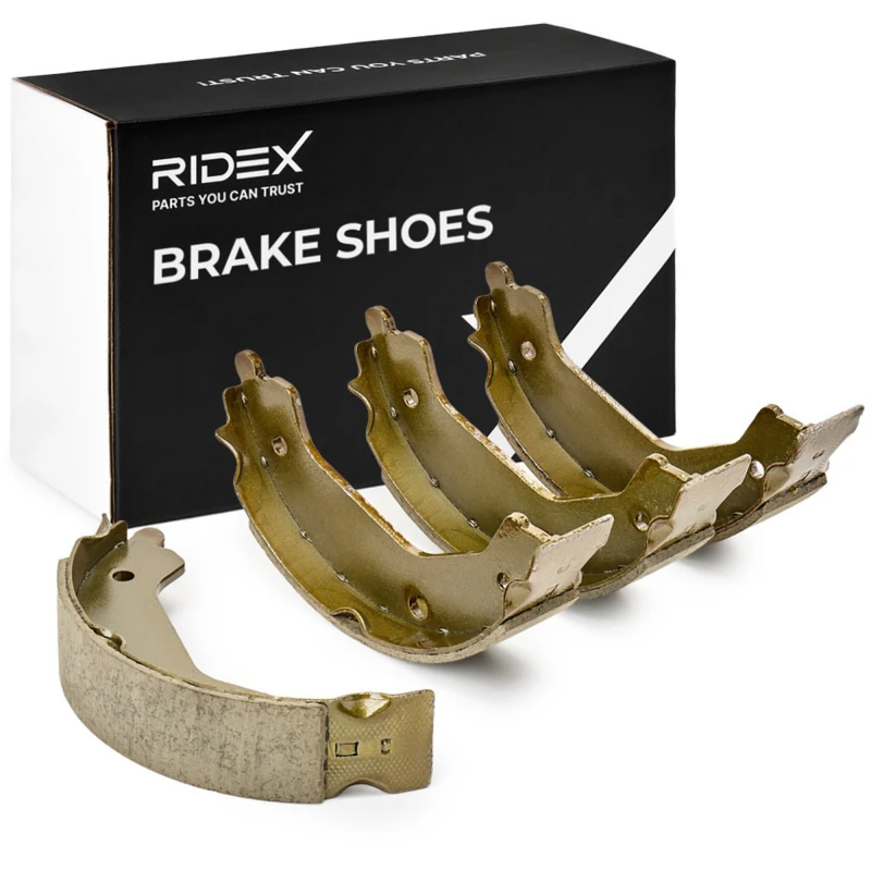 Image of RIDEX 1419B0018 Handbrake Shoes Rear Axle, without lever Brake Shoe Set,parking brake (1419)