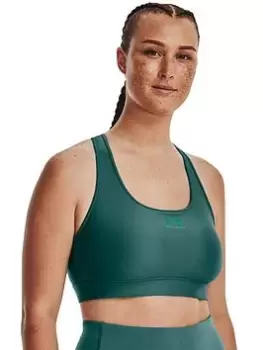 Image of Under Armour Heatgear® Mid Padless Sports Bra - Green Size M Women