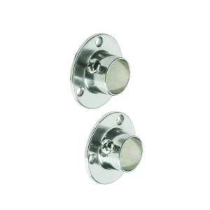 Image of Wickes Interior Wardrobe Rail Retaining Socket - 19mm Brushed Nickel Pack of 2
