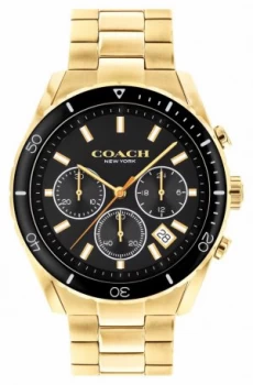 Image of Coach Mens Preston Gold Plated Steel Bracelet Black Watch