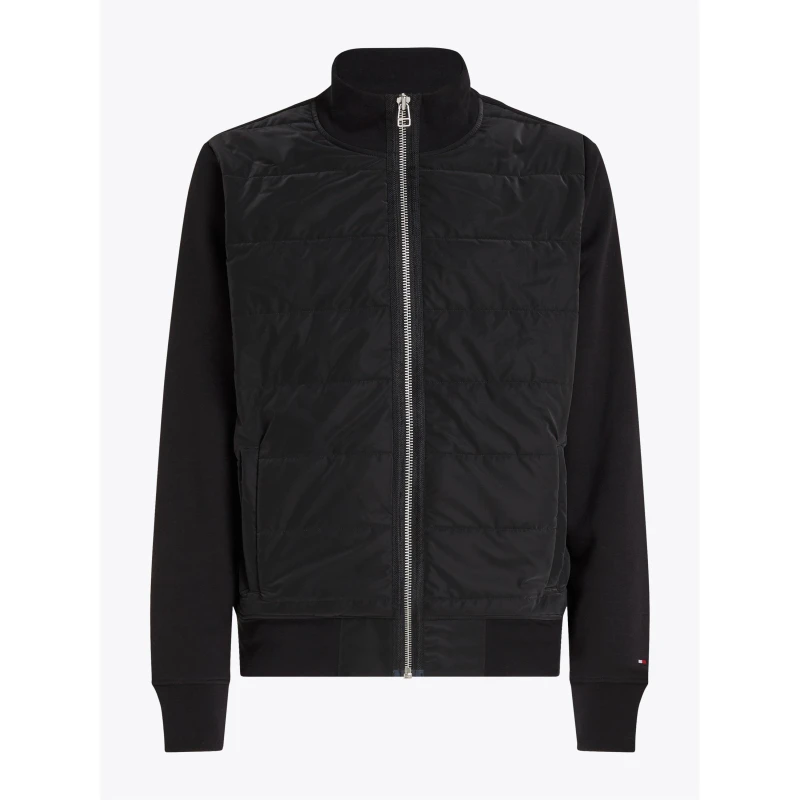 Image of Tommy Hilfiger Mens Cotton Long Sleeve Zip Hybrid Jacket Black male S