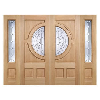 Image of LPD Empress Victorian Unfinished Oak with Bevelled Double Glazing External Front Door - 1981mm x 838mm (78 inch x 33 inch)