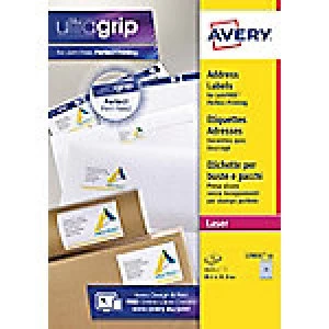 Image of AVERY Mini Address Labels L7651-25 UltraGrip White Self Adhesive A4 38.1 x 21.2mm 25 Sheets of 65 Labels