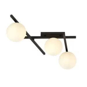 Image of Emibig Smart Black Globe Ceiling Light with White Glass Shades, 3x E14