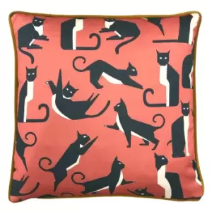 Image of Kitta Geo Cats Cushion Pink Watermelon