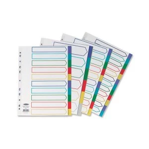 Image of Concord Plastic Subject Dividers Polypropylene 120 Micron Europunched 6-Part A4 Assorted Ref 65889