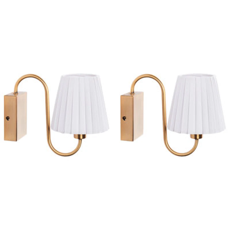 Image of Beliani Set Of 2 Wall Lamps Tolka Metal White
