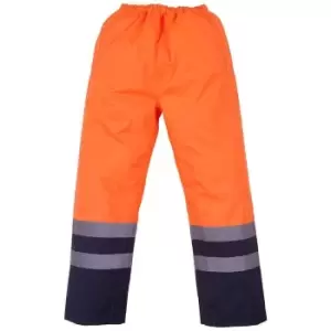 Image of Yoko Unisex Adult Hi-Vis Waterproof Over Trousers (M) (Orange/Navy)