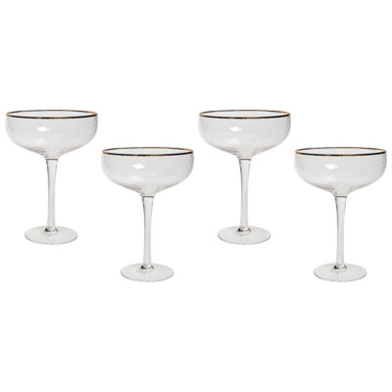Image of Beliani Set Of 4 Champagne Saucers Topaz 450 Ml Transparent