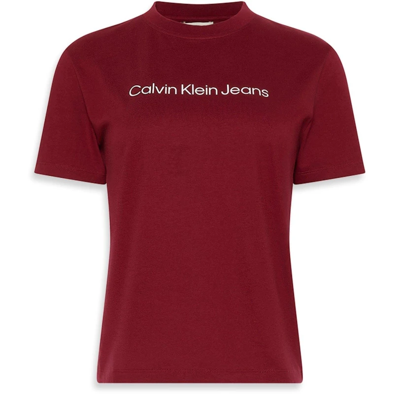 Image of Calvin Klein Jeans Womens Regular Fit T-Shirt Magenta Jewel female 12 (M)