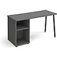 Image of Rectangular A-frame Desk with support pedestal Onyx Grey Wood/Metal A-Frame Legs Charcoal Sparta 1400 x 600 x 730mm
