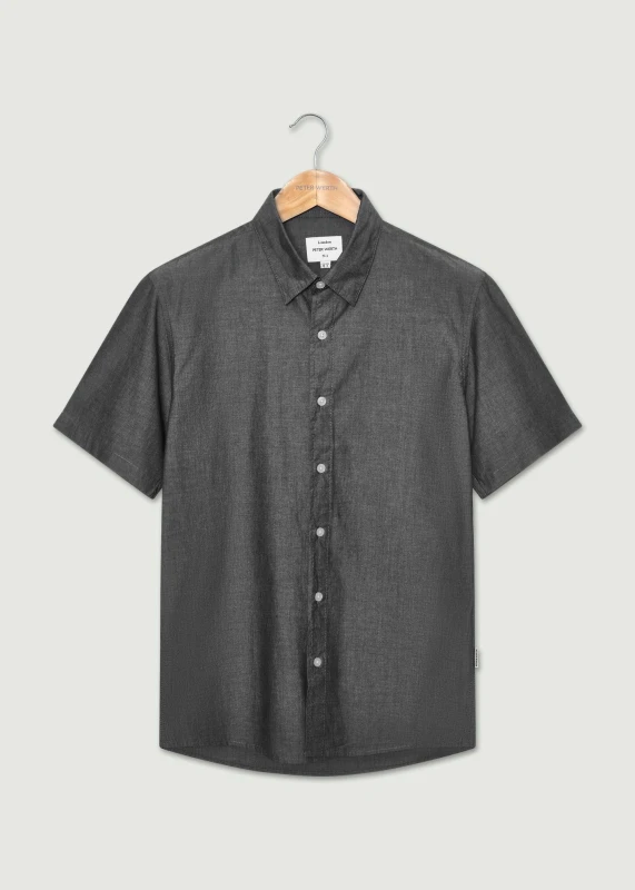 Image of Peter Werth Mens Ken SS Shirt in Charcoal Size: XL Charcoal Male XL