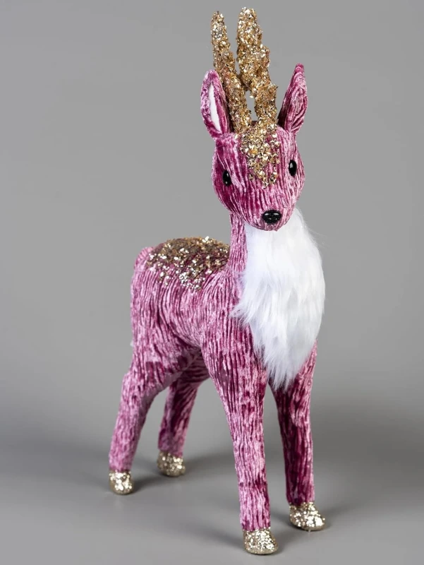 Image of Shatchi 35cm Burgundy Reindeer - Christmas Figurine Pink