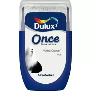 Image of Dulux Once White Cotton Matt Emulsion Paint 30ml