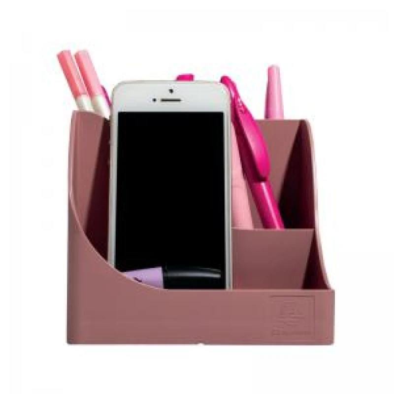 Image of Exacompta Skandi Recycled Plastic PenWave Pen Pot 5 Compartments Old Rose 69538D