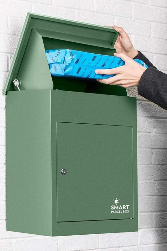 Image of Homescapes Smart Parcel Box Medium Front Access Green