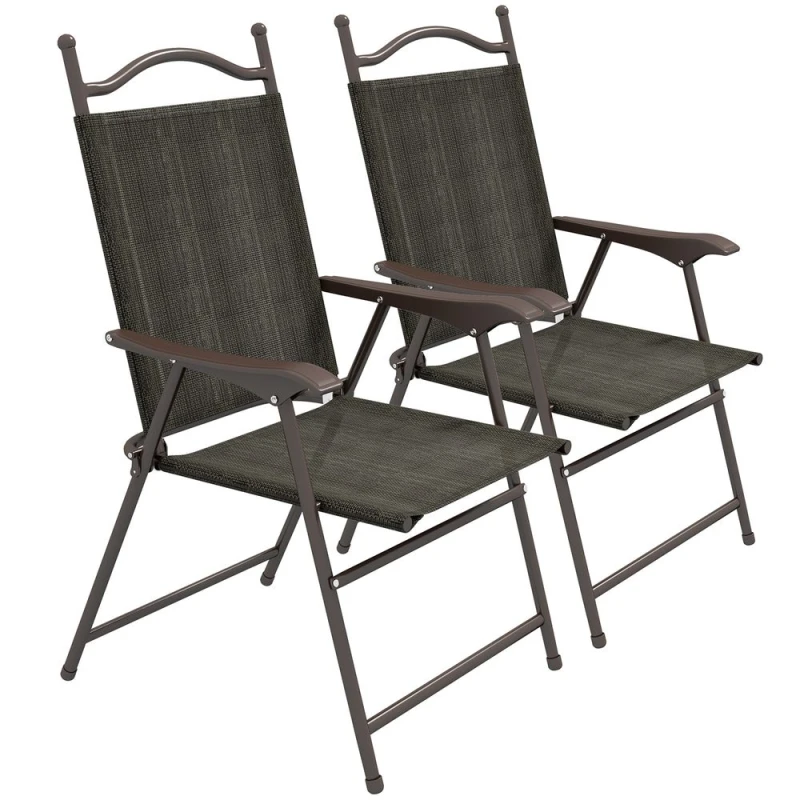 Image of Outsunny Patio Chairs w/ Foldable Design - Dark Brown 84G-298V00DR