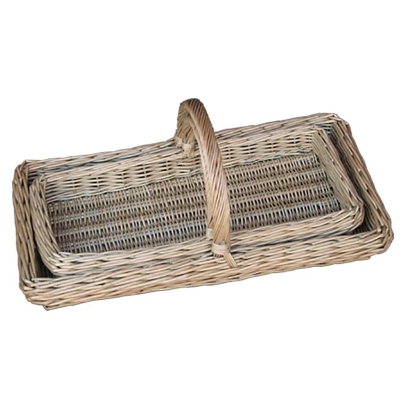 Image of Red Hamper Wicker Set of 2 Lincolnshire Garden Trugs in Brown Brown Unisex