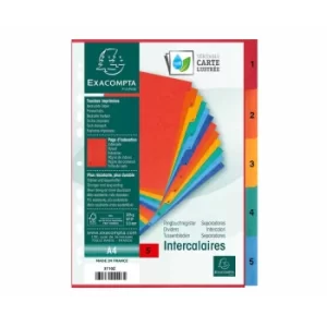Image of Exacompta Europa Dividers 1-5 A4 225gsm Pack of 20, white
