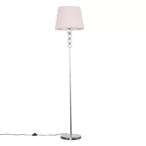 Image of Eleanor Chrome Floor Lamp with Dusty Pink Aspen Shade