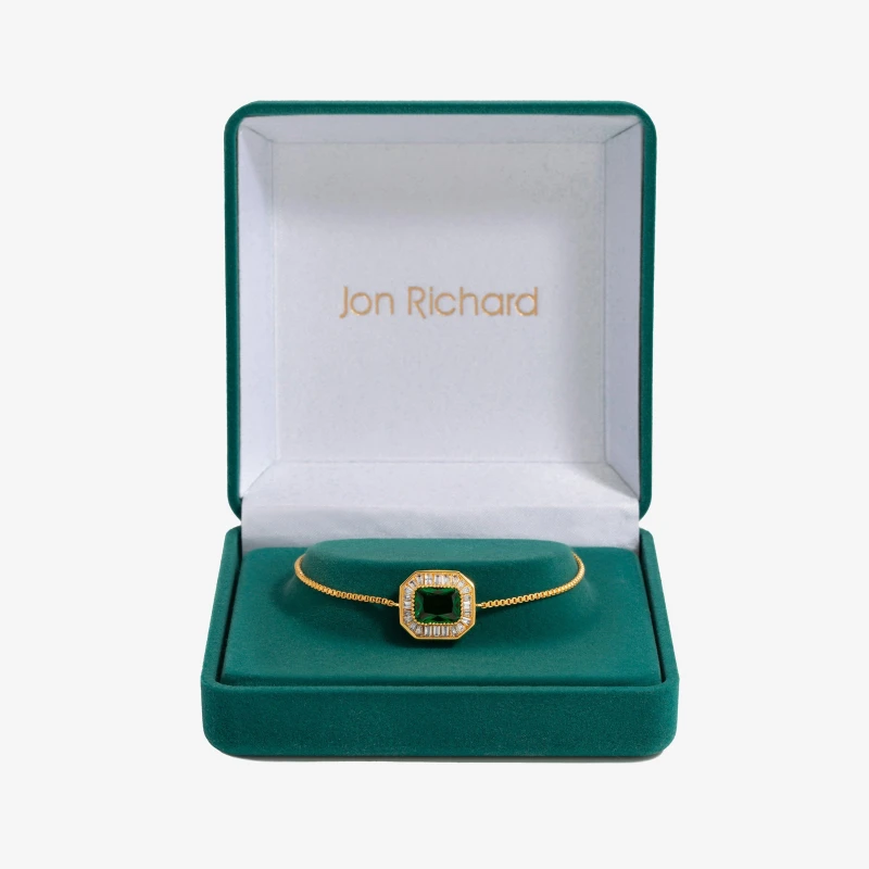 Image of Jon Richard Gold Plated Emerald Toggle Bracelet - Gift Box Jewellery Sets One Size Gold 70966110000