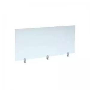 Image of Straight high desktop acrylic screen with white brackets 1600mm x