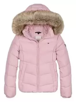 Image of Tommy Hilfiger Girls Essential Down Jacket - Pink, Size 4 Years, Women