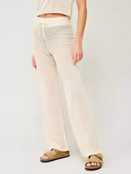 Image of PIECES Pieces Ribbed Beach Cover Up Trouser -white, White Size M Women