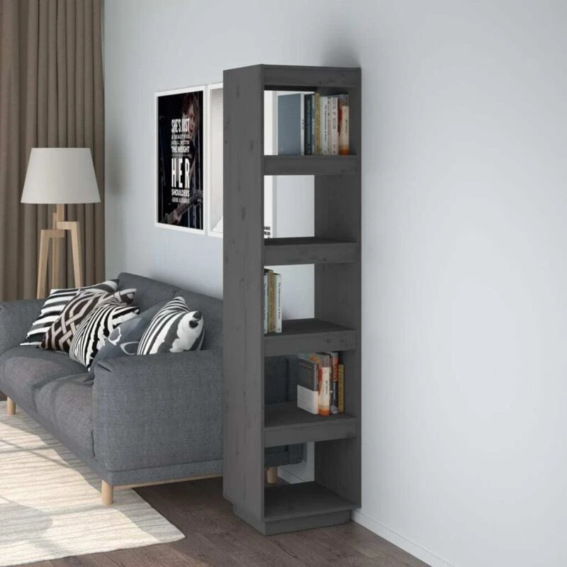 Image of VIDAXL Vidaxl - Book Cabinet/Room Divider Grey 40x35x167cm Solid Wood Pine 8720286815878