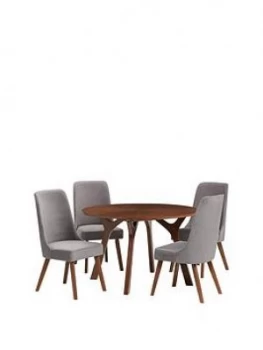 Image of Julian Bowen Huxley 120 Cm Round Dining Table And 4 Chairs