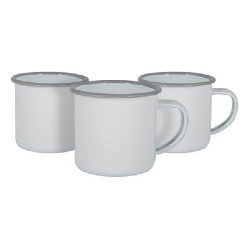 Image of Argon Tableware White Enamel Espresso Cups - 130ml - Grey - Pack Of 6