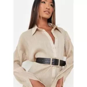 Image of Missguided Oversized Buckle Faux Leather Belt - Black